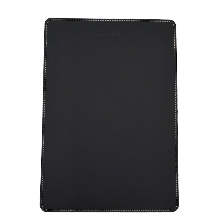 15"-os laptoptartó rekesz, szöveggel személyre szabva, fekete valódi bőr