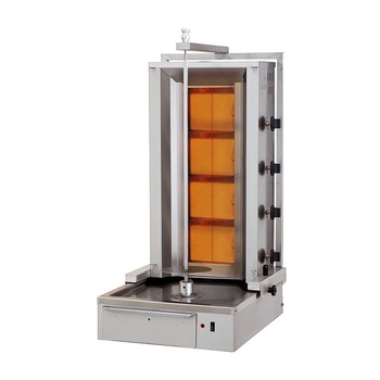 Aparat kebap shaorma profesional cu 4 arzatoare, motor jos, alimentare gaz Aparat kebap shaorma profesional cu 4 arzatoare, motor jos, alimentare gaz
