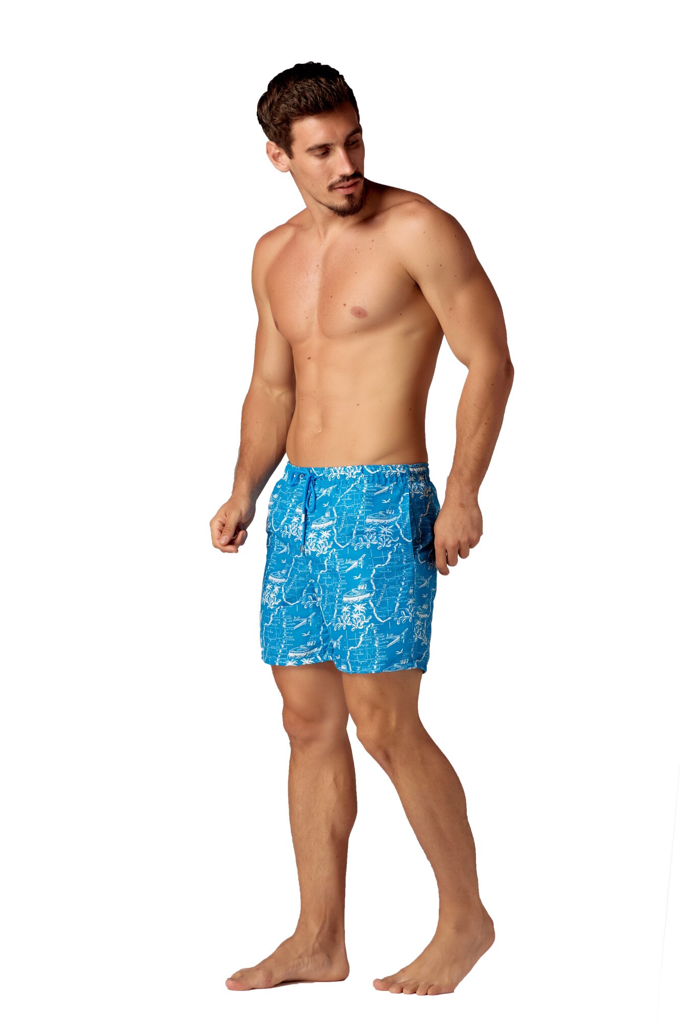 Sort de baie barbati, Uniconf BHB01, cu imprimeu, Multicolor