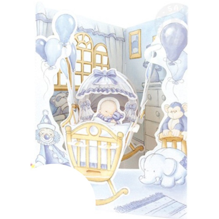 Felicitare 3D Baietel in leagan-Swing Cards