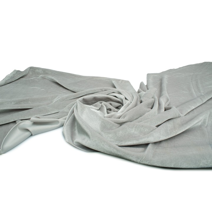 Catifea, tricot din velur, culoare Gri deschis, dimensiune 50 cm x 150 cm