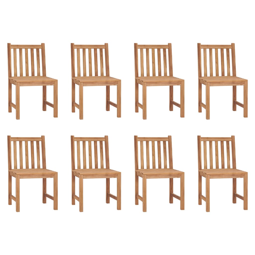 Set de 8 scaune de exterior din lemn masiv de tec vidaXL, Lemn, 50 x 53 x 90 cm, Maro
