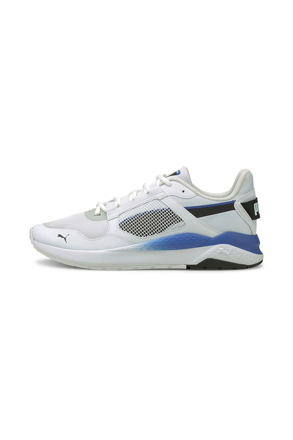 Puma, Pantofi sport de plasa si piele ecologica Anzarun, Alb/Albastru