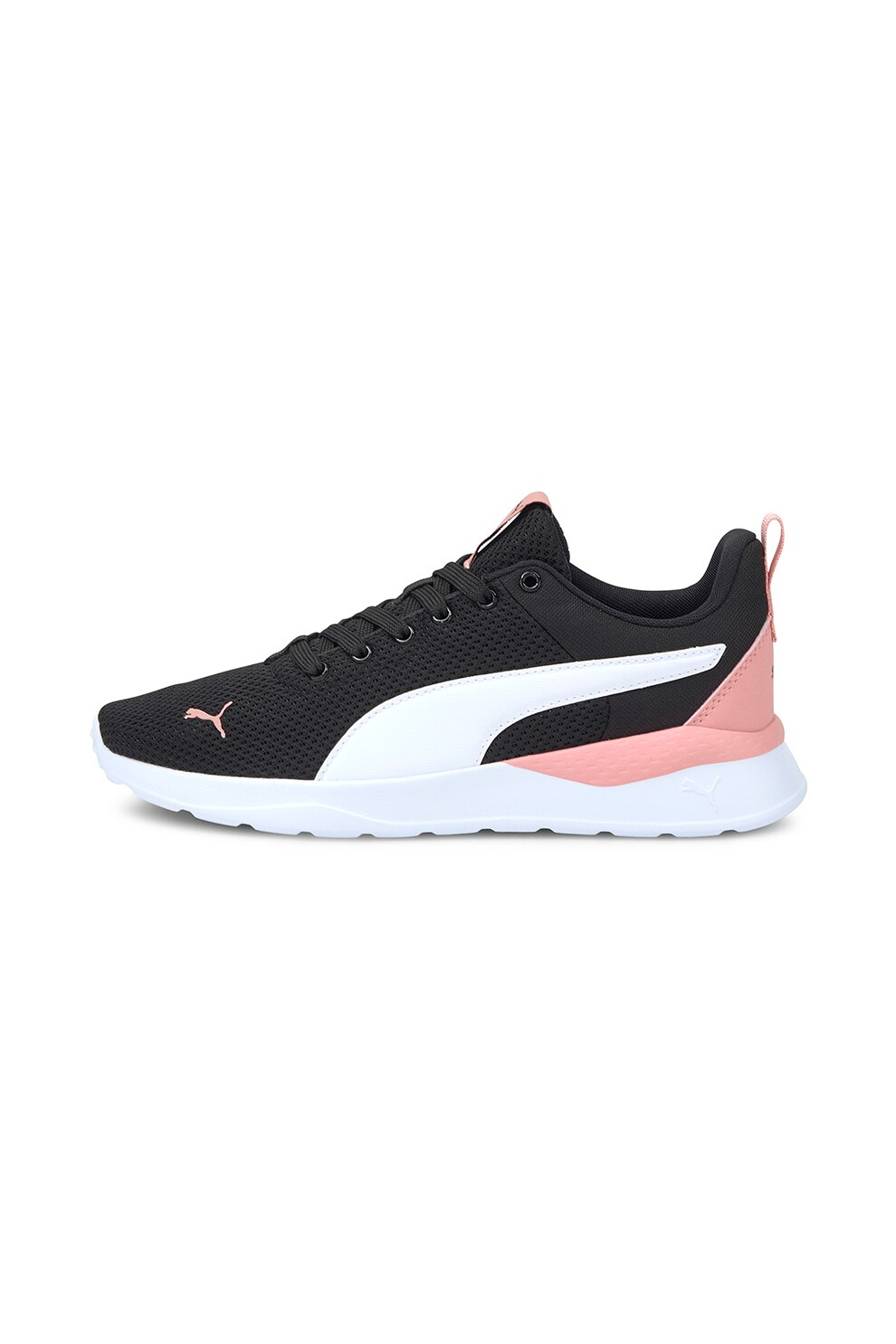Puma, Pantofi sport de piele ecologica si plasa Anzarun Lite, Negru/Alb/Roz