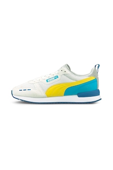 Puma - Унисекс спортни обувки R78 с текстил и цветен блок, Бял, жълт, тюркоаз