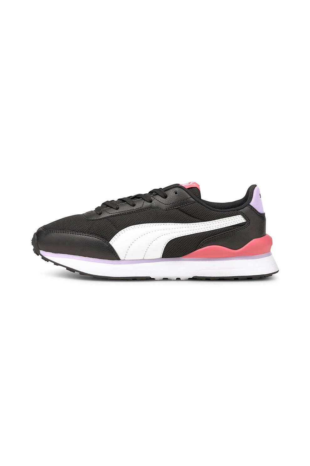 Puma, Pantofi sport de piele ecologica cu insertii din material textil R78 FUTR Decon, Bleumarin/Alb/Roz