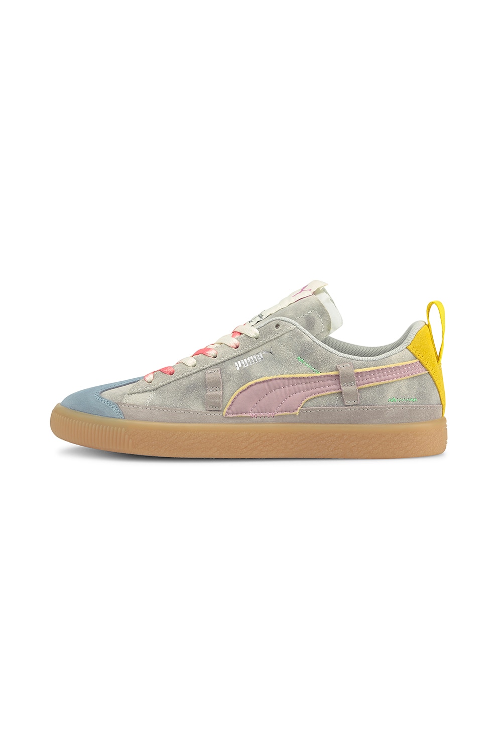 Puma, Pantofi sport unisex de piele intoarsa cu model colorblock, Gri/Albastru/Roz