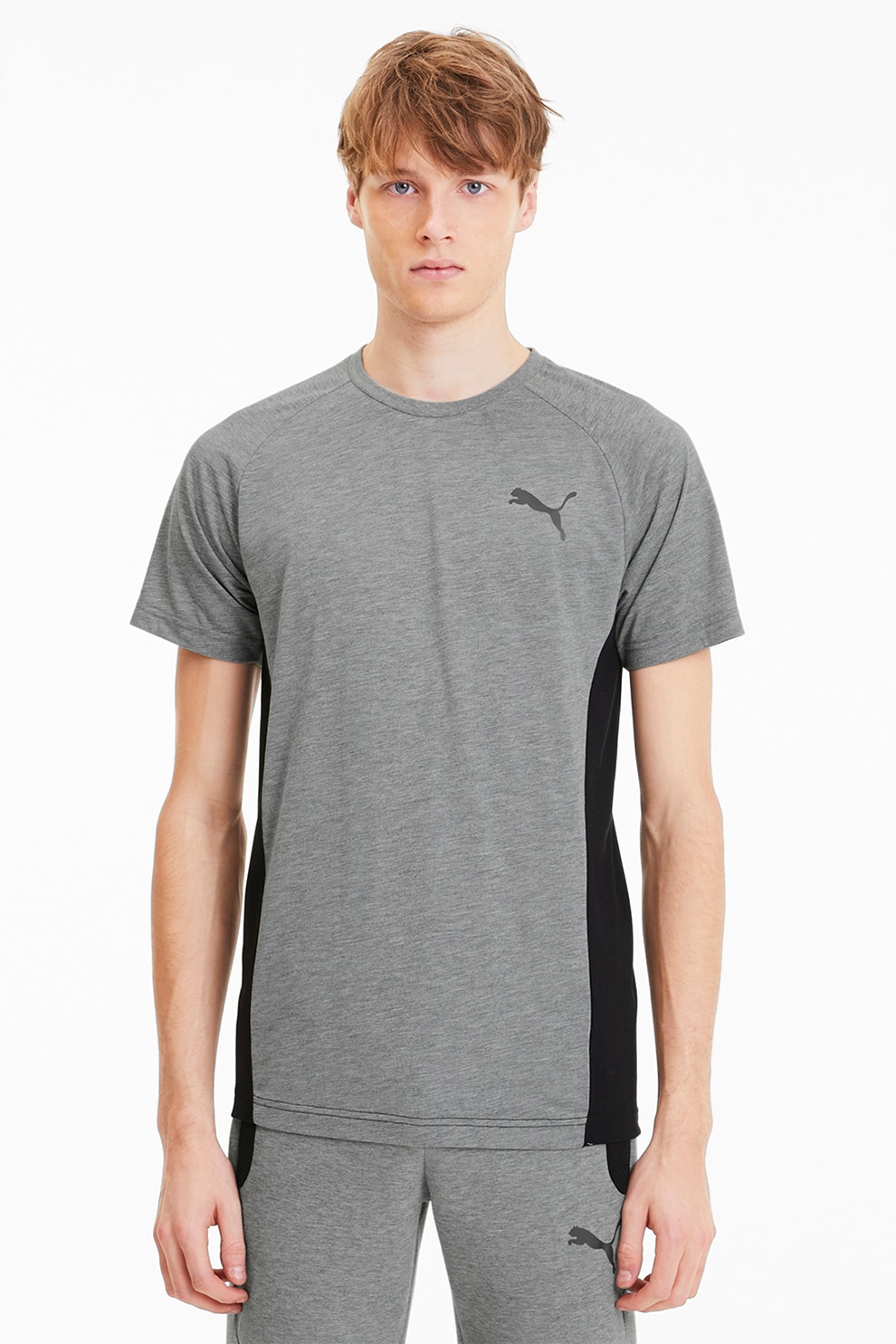 Puma, Tricou cu maneci raglan Evostripe, Gri melange