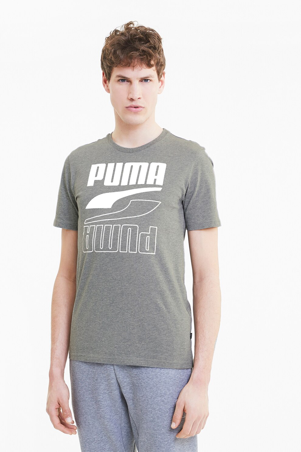 Puma, Tricou cu imprimeu logoRebel, Gri, S