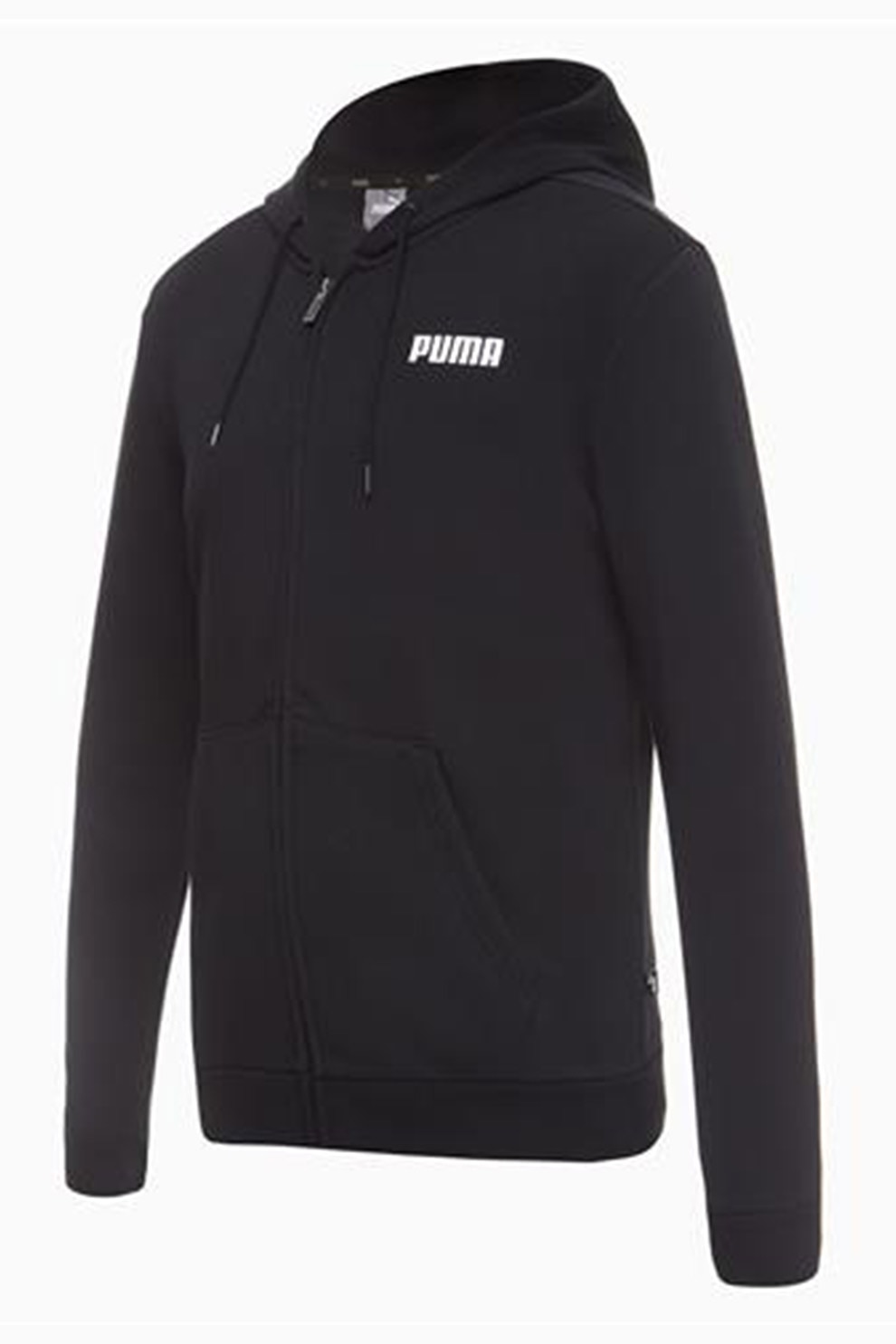 Puma, Hanorac cu logo si fermoar Essentials, Negru/Alb, XL