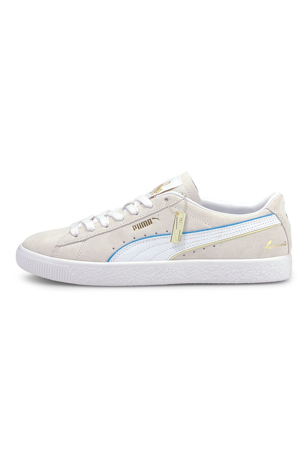 Puma, Pantofi sport low-top de piele intoarsa Vintage Rudolf Dassler Legacy, Alb prafuit/Albastru