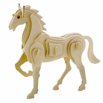 Puzzle 3D, cu acuarele, Cal, Lemn, 30 piese Puzzle 3D, cu acuarele, Cal, Lemn, 30 piese