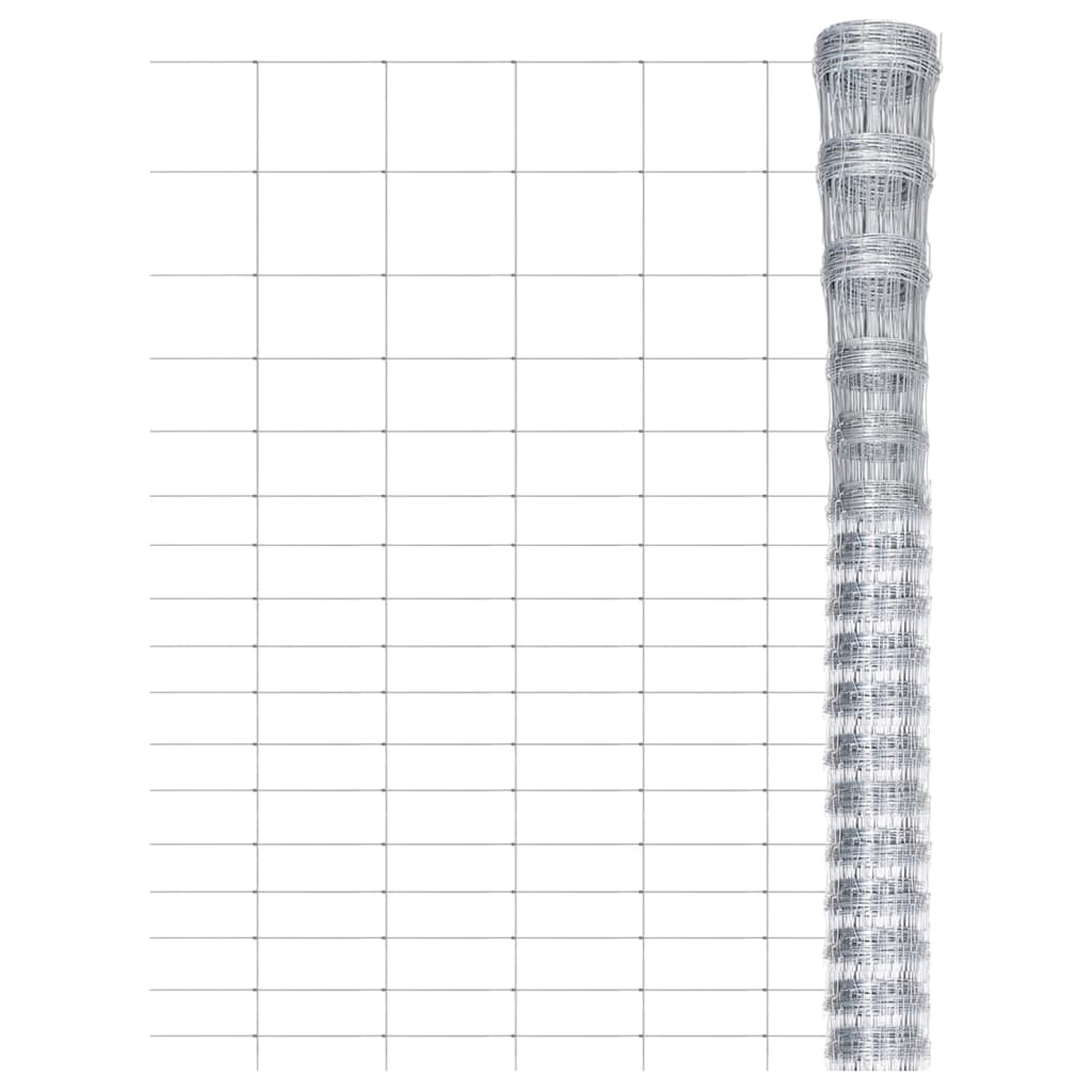 Gard de gradina din otel galvanizat vidaXL, Otel, 50 x 1.25 m, Argintiu