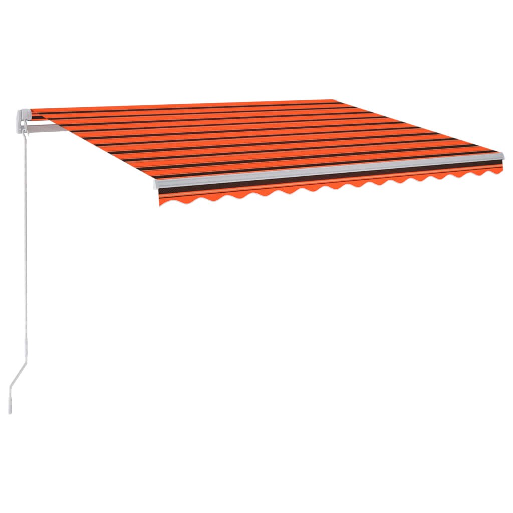 Copertina retractabila manual, cu LED, vidaXL, Aluminiu-textil, 300x250 cm, Portocaliu/Maro