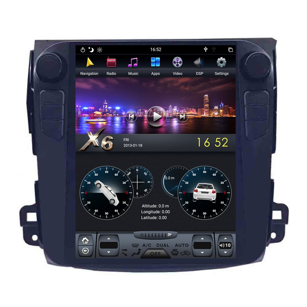 Navigatie dedicata Mitsubishi Outlander Edotec, cu Android, GPS, Bluetooth, Radio, Internet, procesor Six Core si ecran tip Tesla