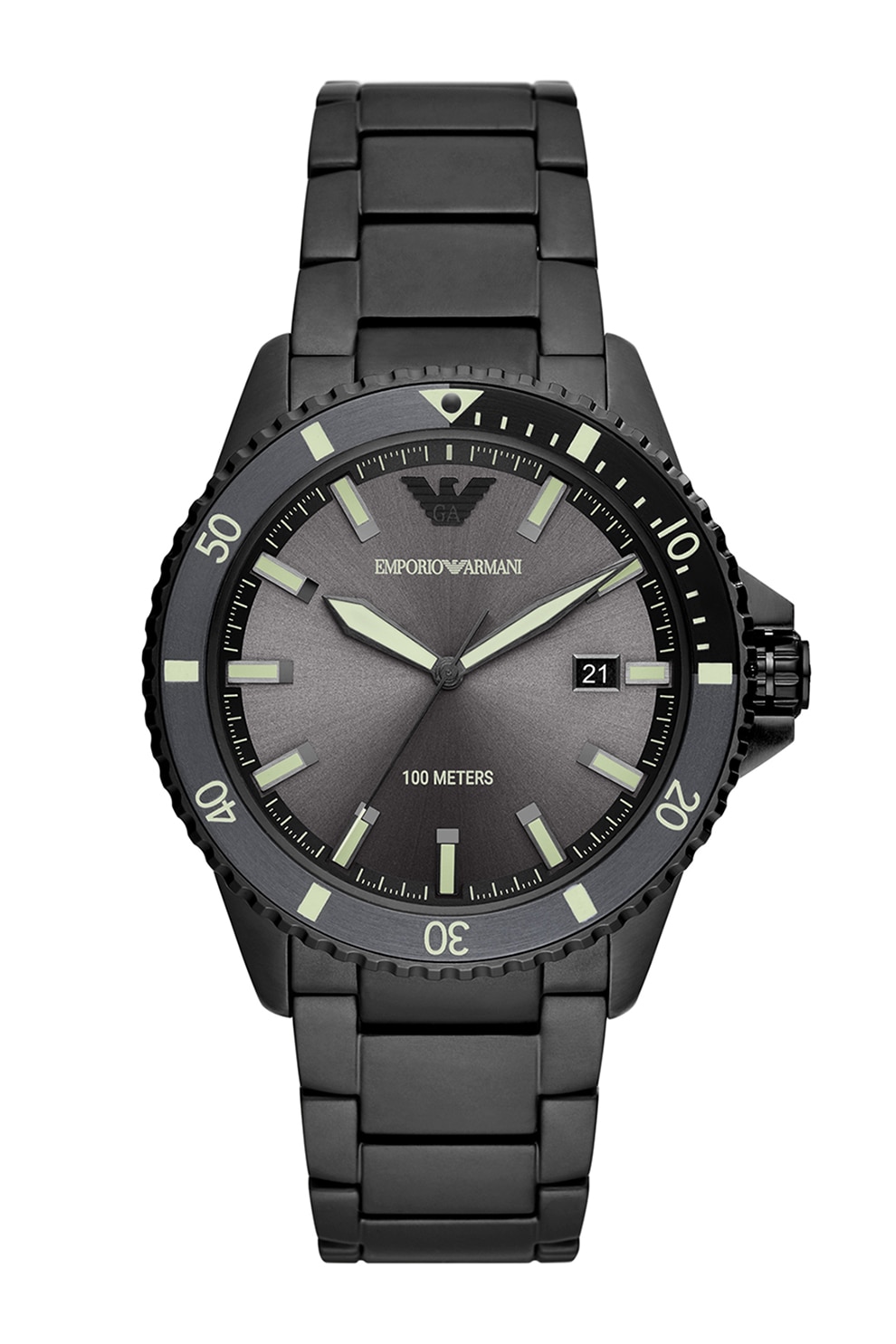 Emporio Armani, Ceas de otel inoxidabil cu doi indicatori, Negru