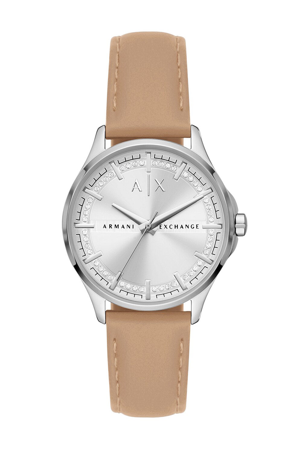ARMANI EXCHANGE, Ceas quartz cu o curea de piele, Roz piersica