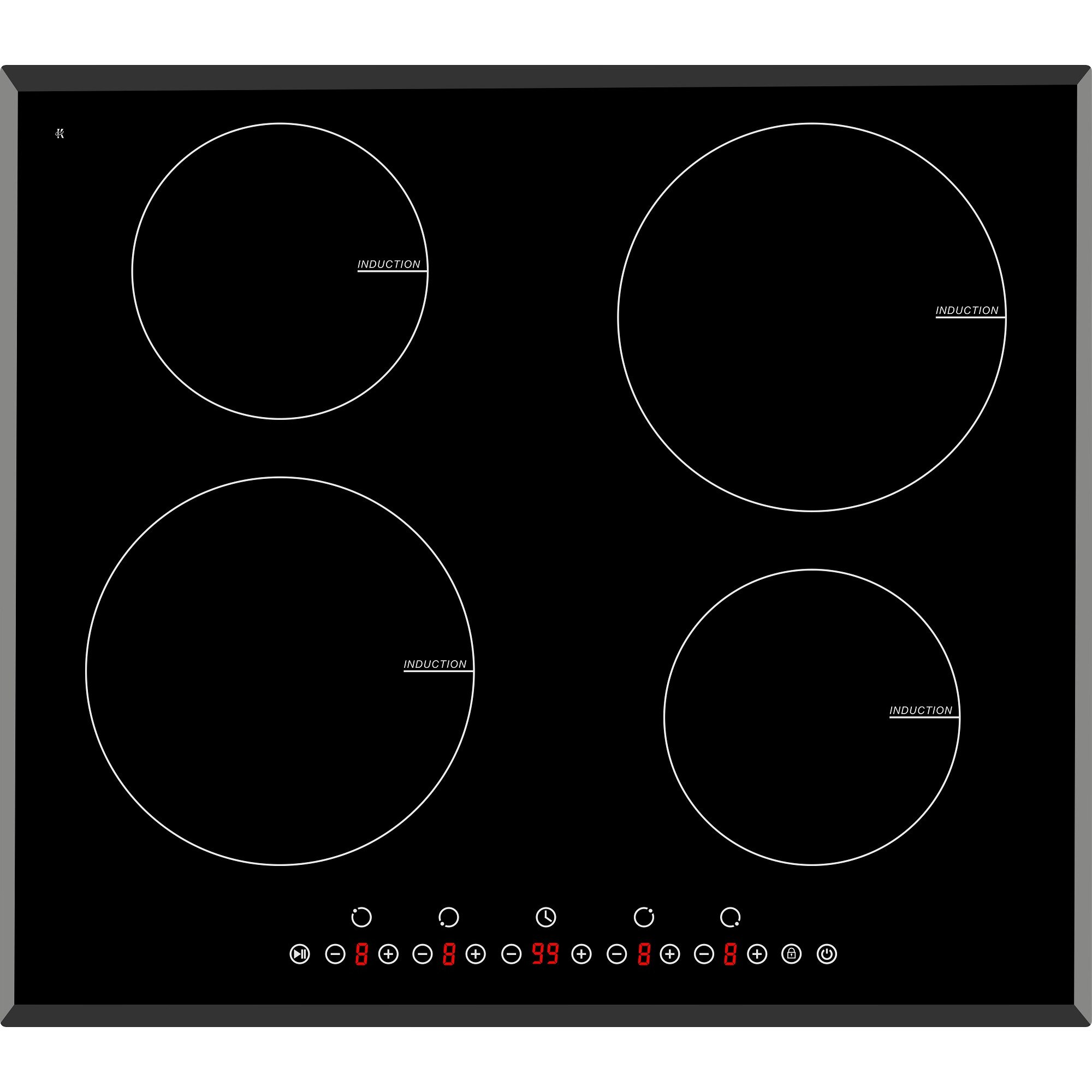 Plita incorporabila cu inductie Arielli ACH-704IND, Electric, 4 zone de caldura, Control touch, Negru