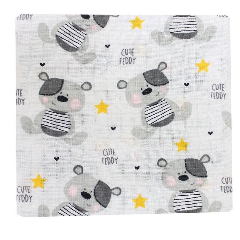 Scutec muselina, cute teddy, alb, 75 x 70 cm