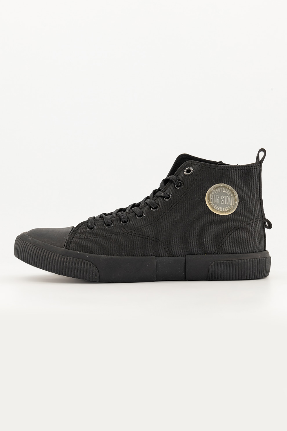 Big Star, Tenisi mid-high cu detaliu logo, Negru