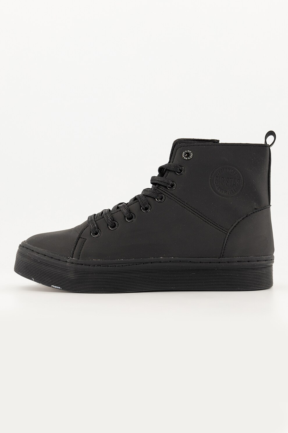 Big Star, Pantofi sport mid-high cu detaliu logo, Negru