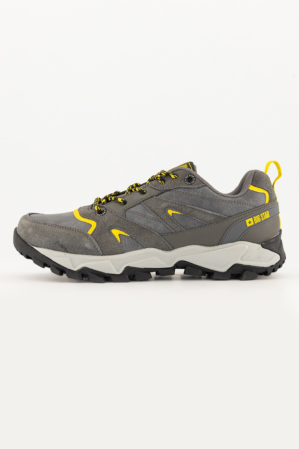 Big Star, Pantofi sport cu garnituri din piele intoarsa, Gri inchis