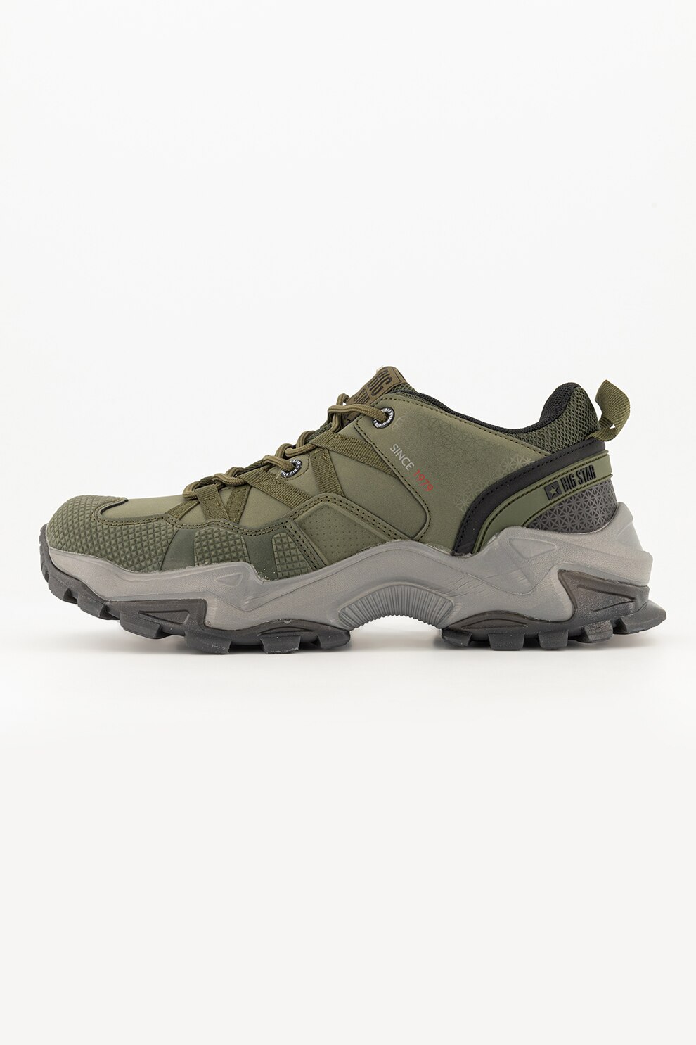 Big Star, Pantofi sport cu insertii texturate, Verde feriga