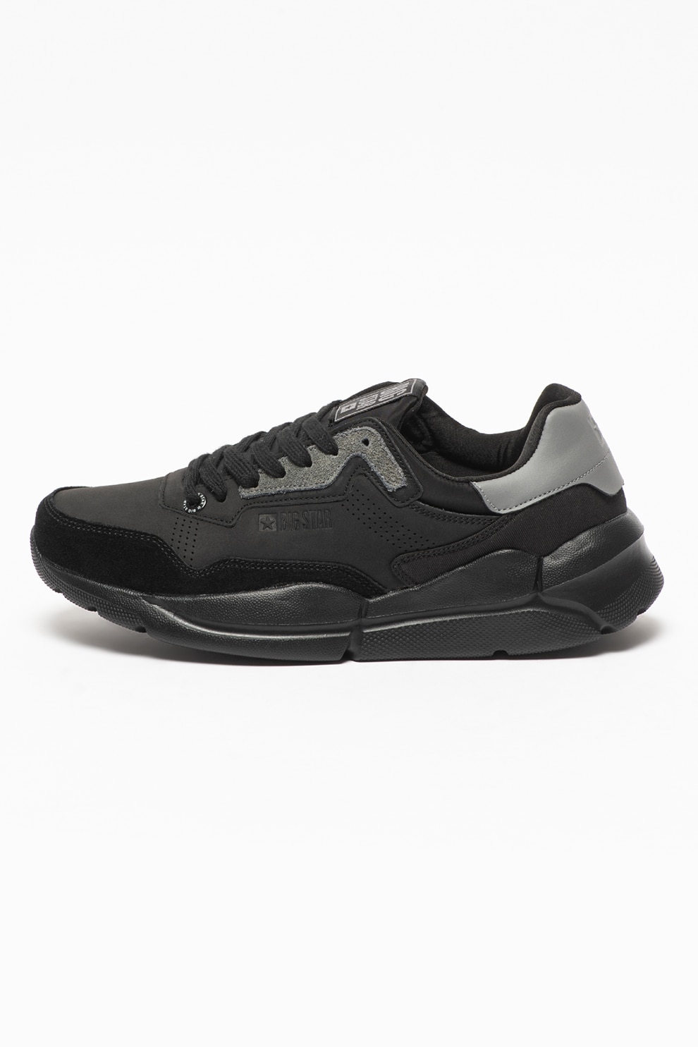 Big Star, Pantofi sport cu garnituri de piele intoarsa, Negru