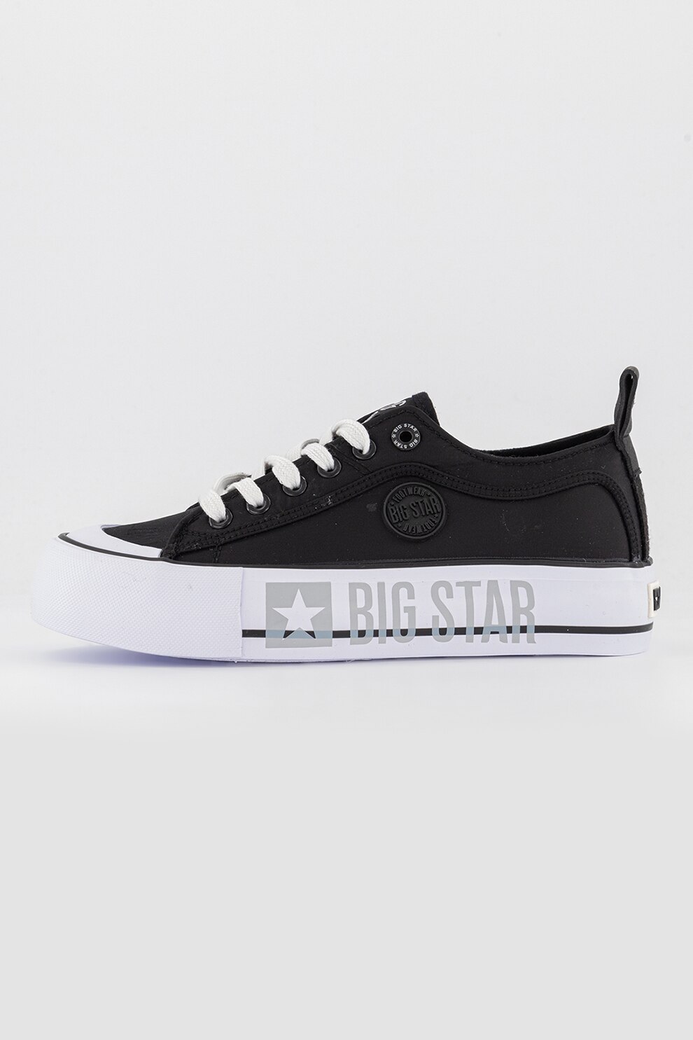 Big Star, Tenisi flatform cu varf intarit, Negru/Alb