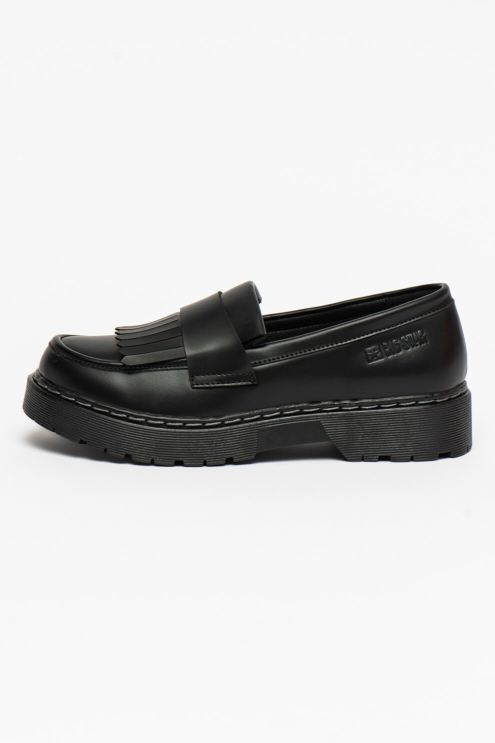 Big Star, Pantofi loafer de piele ecologica, Negru