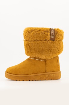 Big Star, Ghete fara inchidere cu garnitura din blana sintetica, Maro caramel, 39 Big Star, Ghete fara inchidere cu garnitura din blana sintetica, Maro caramel, 39