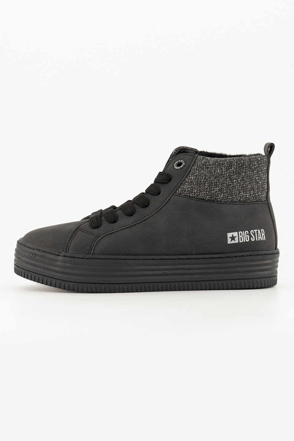 Big Star, Tenisi mid-high din piele ecologica, Negru