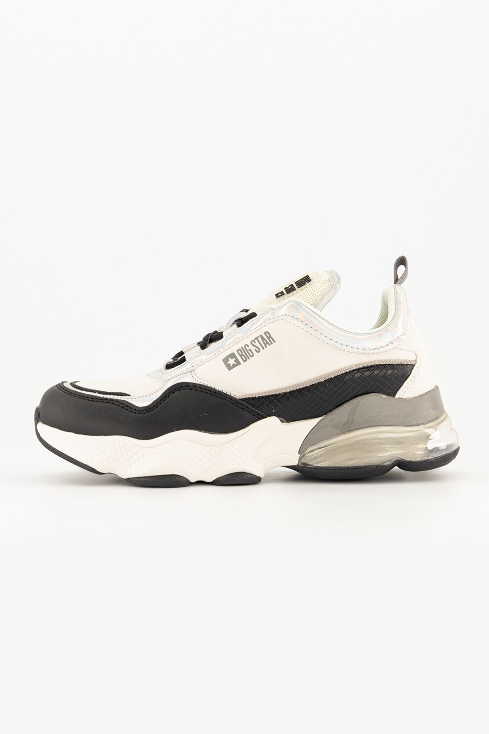 Big Star, Pantofi sport cu aspect masiv, Alb/Negru