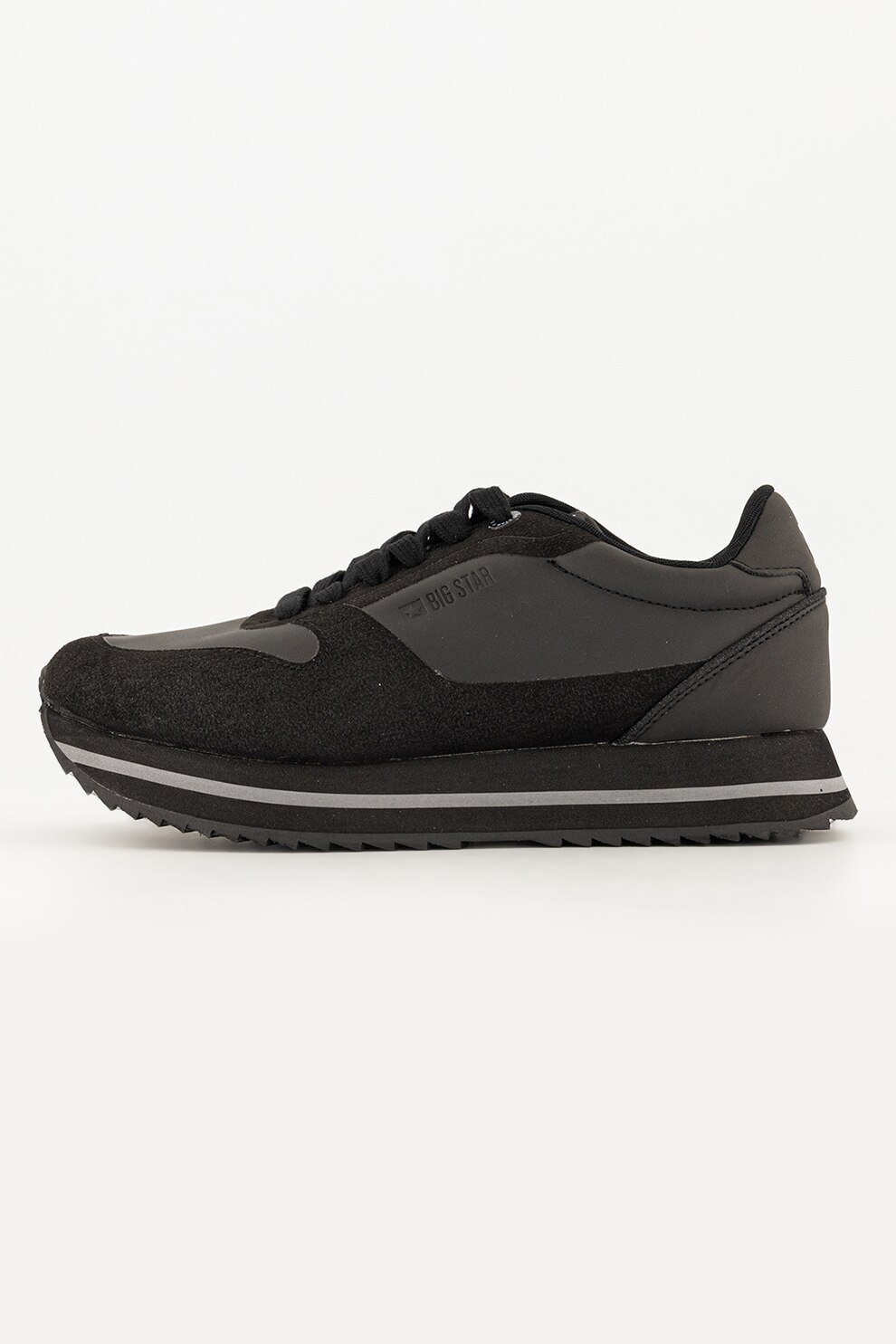 Big Star, Pantofi sport cu insertii din piele ecologica, Negru