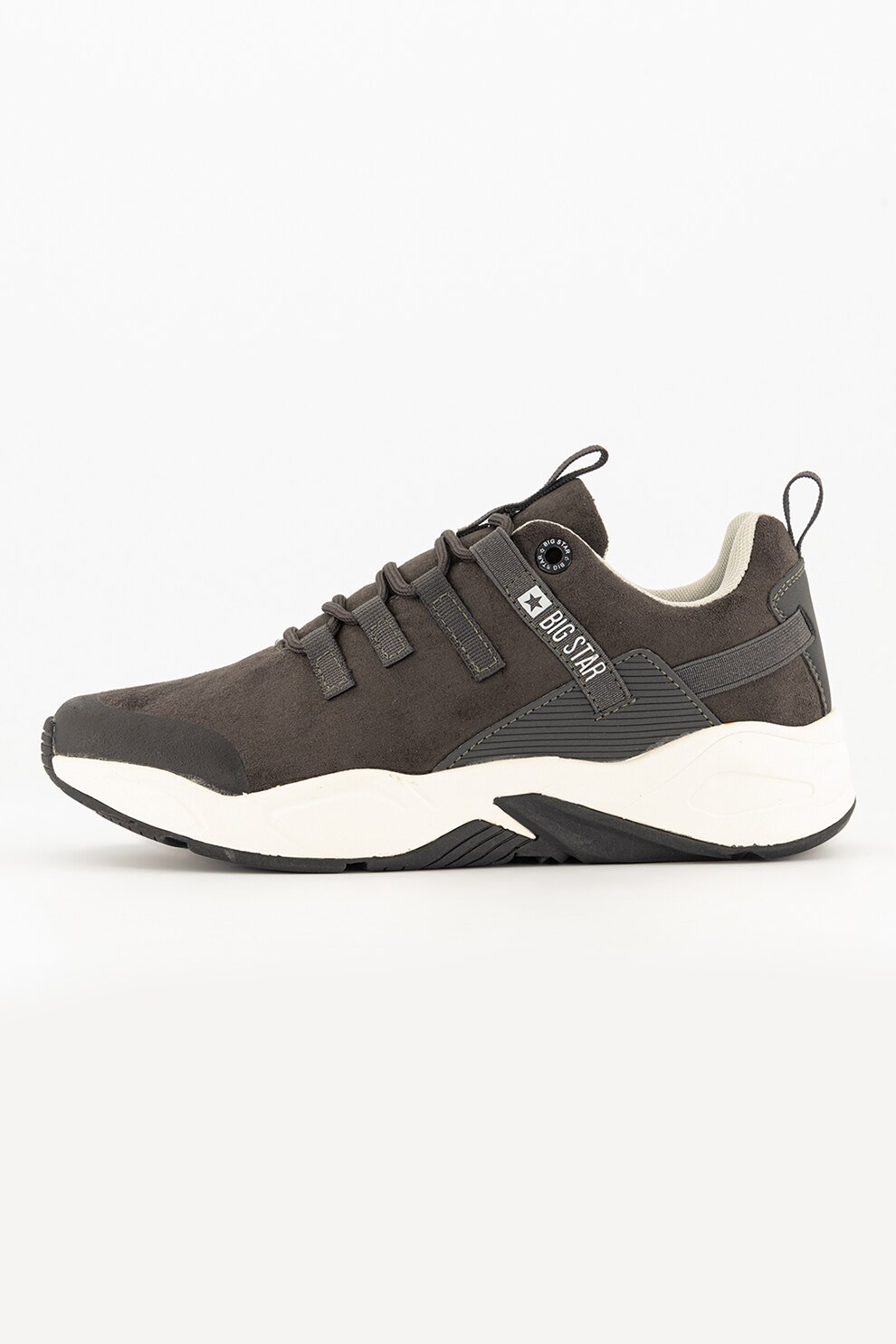 Big Star, Pantofi sport cu insertii din piele ecologica, Gri antracit