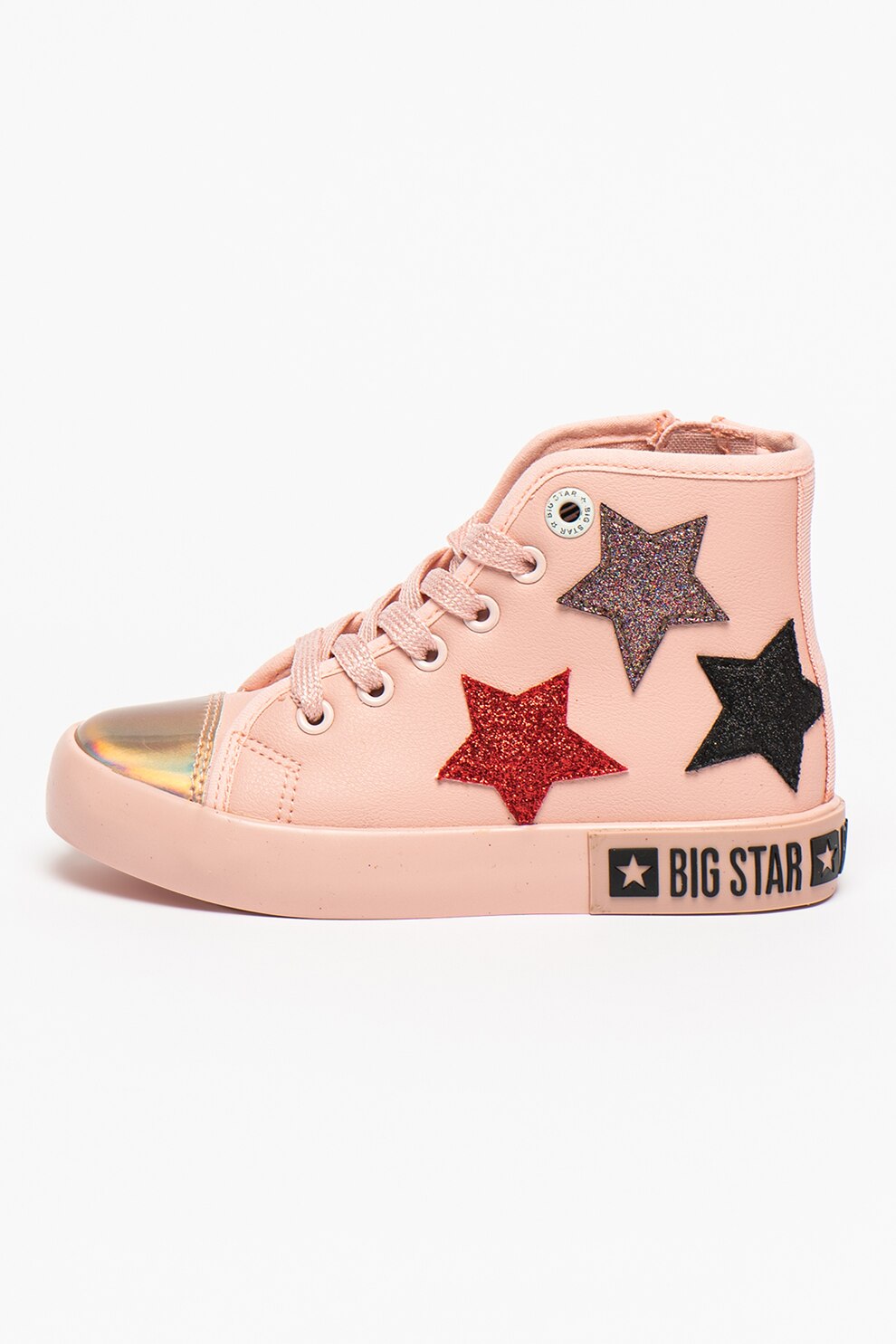 Big Star, Tenisi mid-high cu aplicatii stea, Roz