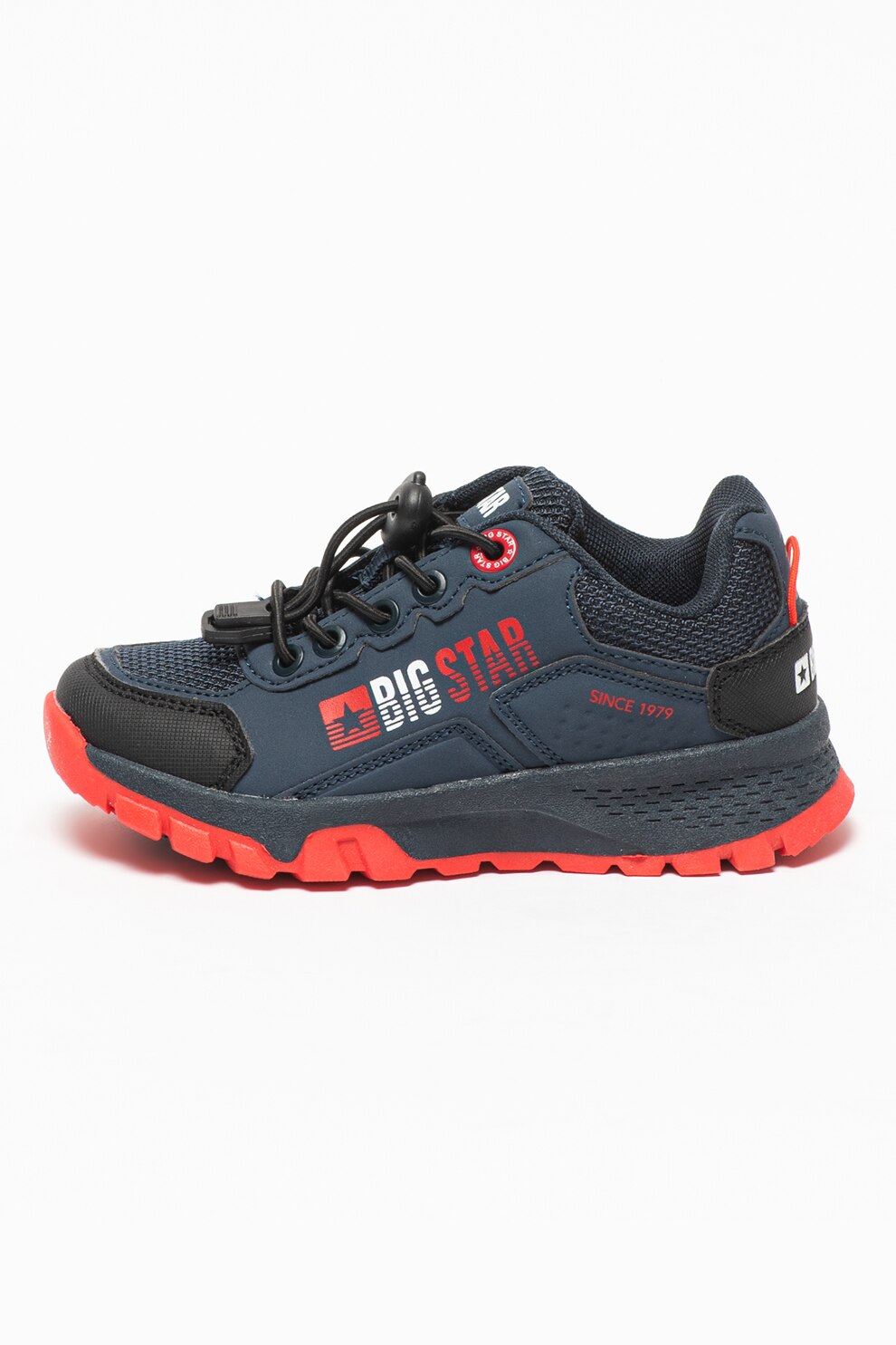 Big Star, Pantofi sport de piele ecologica cu logo, Bleumarin