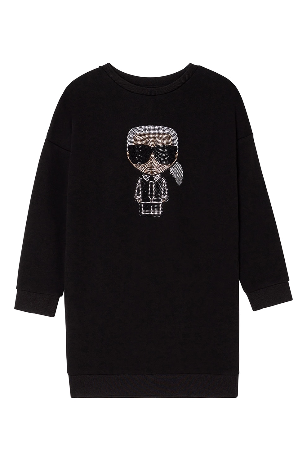 Karl Lagerfeld, Rochie sport cu maneci cazute si strasuri, Negru, 126 CM