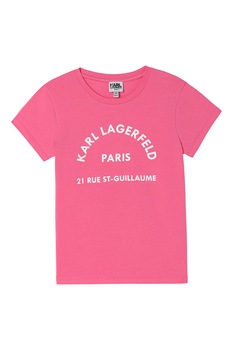 Karl Lagerfeld, Tricou cu imprimeu logo, Roz/Alb Karl Lagerfeld, Tricou cu imprimeu logo, Roz/Alb