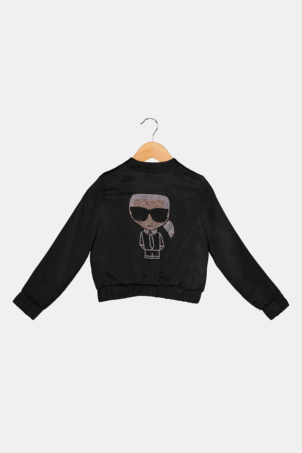 Karl Lagerfeld, Jacheta bomber cu aplicatii cu strasuri, Negru/Alb/Argintiu