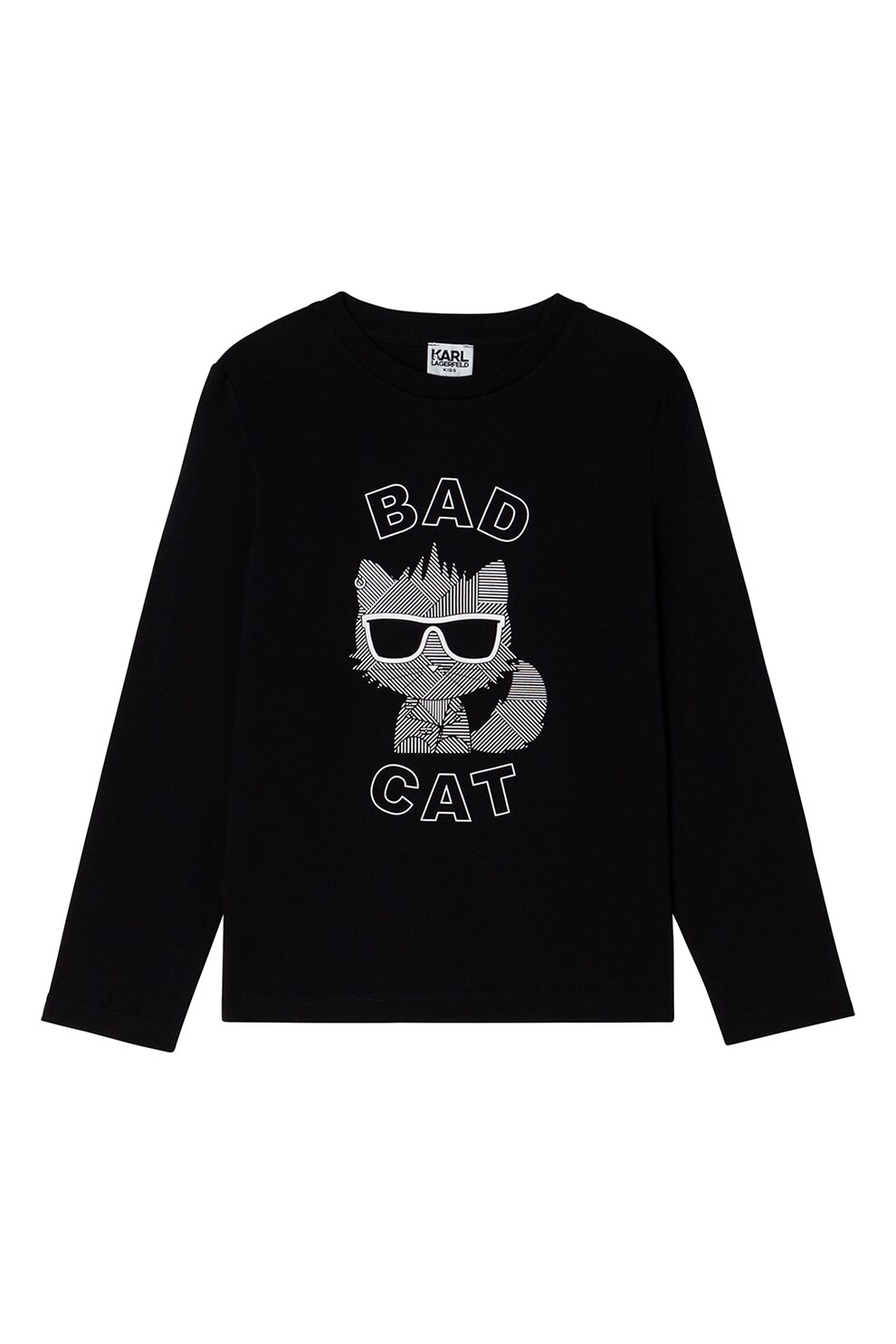 Karl Lagerfeld, Bluza cu decolteu la baza gatului si imprimeu, Negru/Alb
