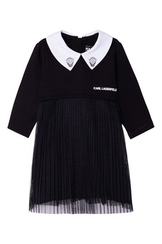 Karl Lagerfeld, Rochie cu pliuri, Negru/Alb Karl Lagerfeld, Rochie cu pliuri, Negru/Alb