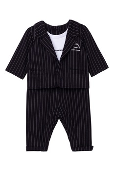Karl Lagerfeld, Body cu model si capse, Negru/Alb Karl Lagerfeld, Body cu model si capse, Negru/Alb