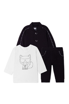Karl Lagerfeld, Set de imbracaminte cu logo- 3 piese, Negru/Alb Karl Lagerfeld, Set de imbracaminte cu logo- 3 piese, Negru/Alb