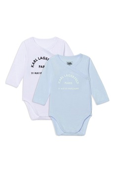 Karl Lagerfeld, Set de body-uri cu maneci lungi - 2 piese, Bleu/Lila Karl Lagerfeld, Set de body-uri cu maneci lungi - 2 piese, Bleu/Lila