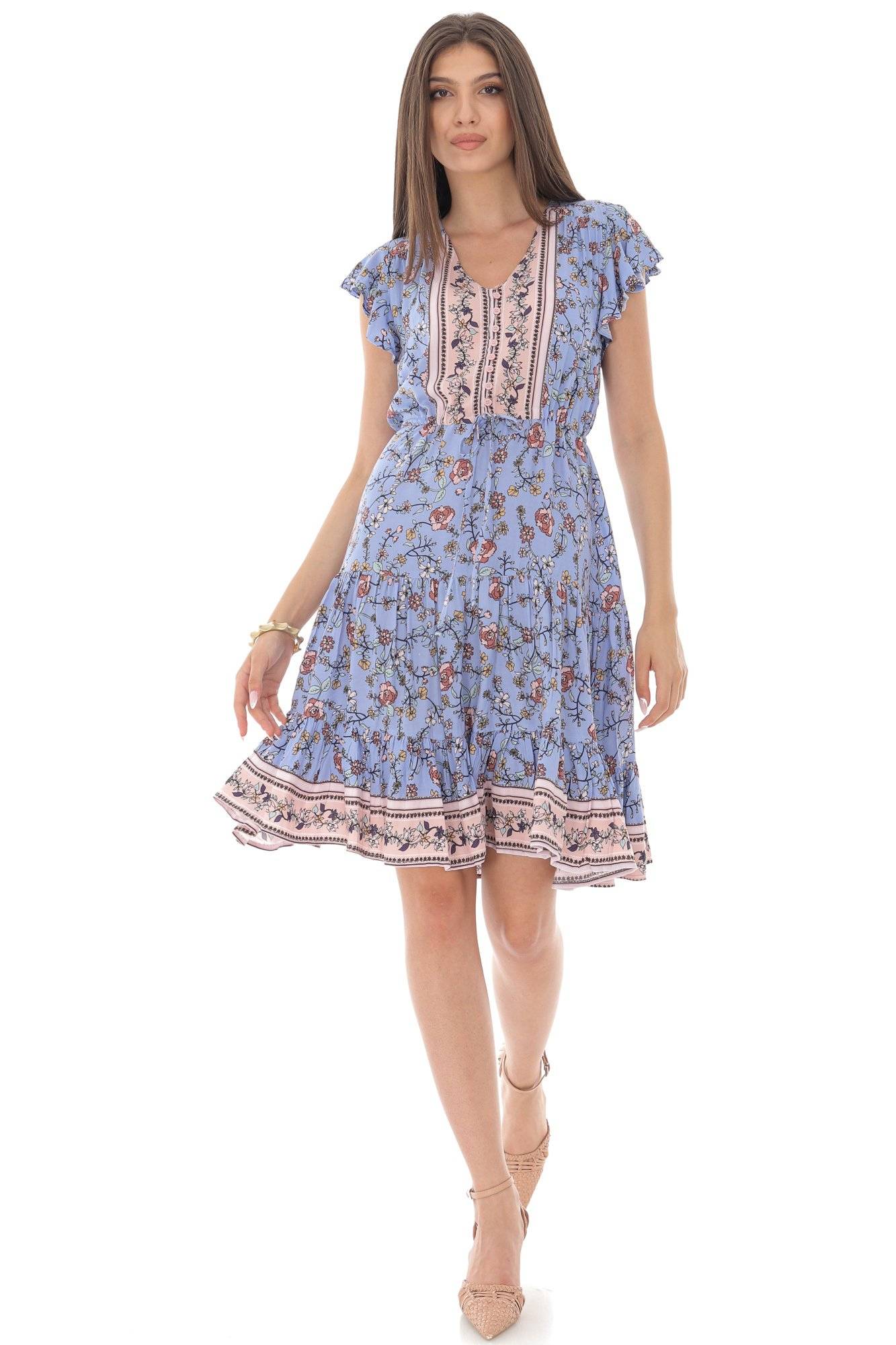 Rochie, ROH DR4303, cu volane la maneci,