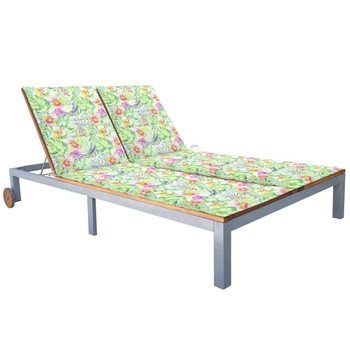 Sezlong de gradina cu perna pentru 2 persoane cu model floral vidaXL, Lemn de acacia, 207 x 130 x 88 cm, Maro/Multicolor Sezlong de gradina cu perna pentru 2 persoane cu model floral vidaXL, Lemn de acacia, 207 x 130 x 88 cm, Maro/Multicolor