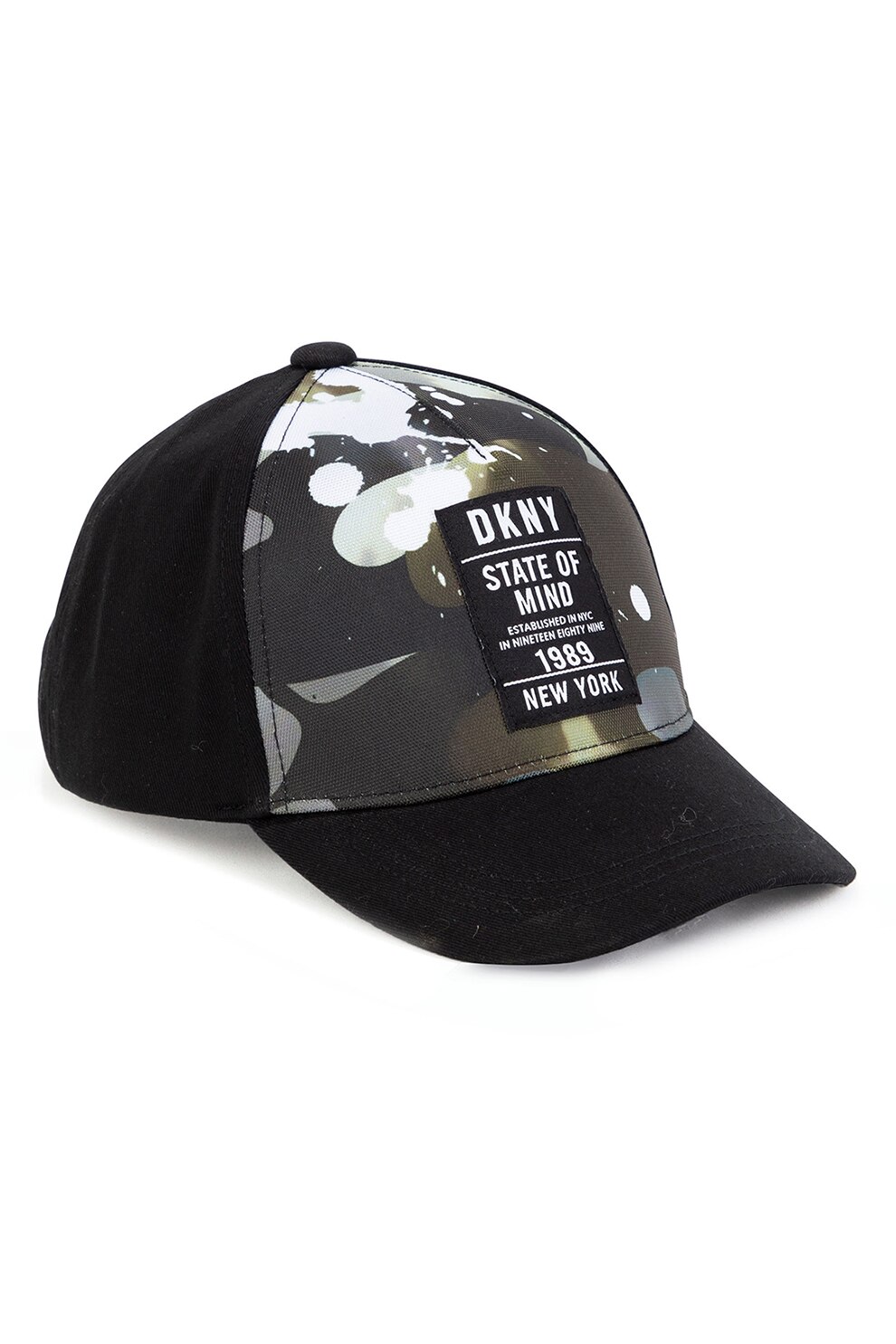 DKNY, Sapca cu imprimeu camuflaj cu logo, Negru/Alb/Gri inchis, 58 CM Standard