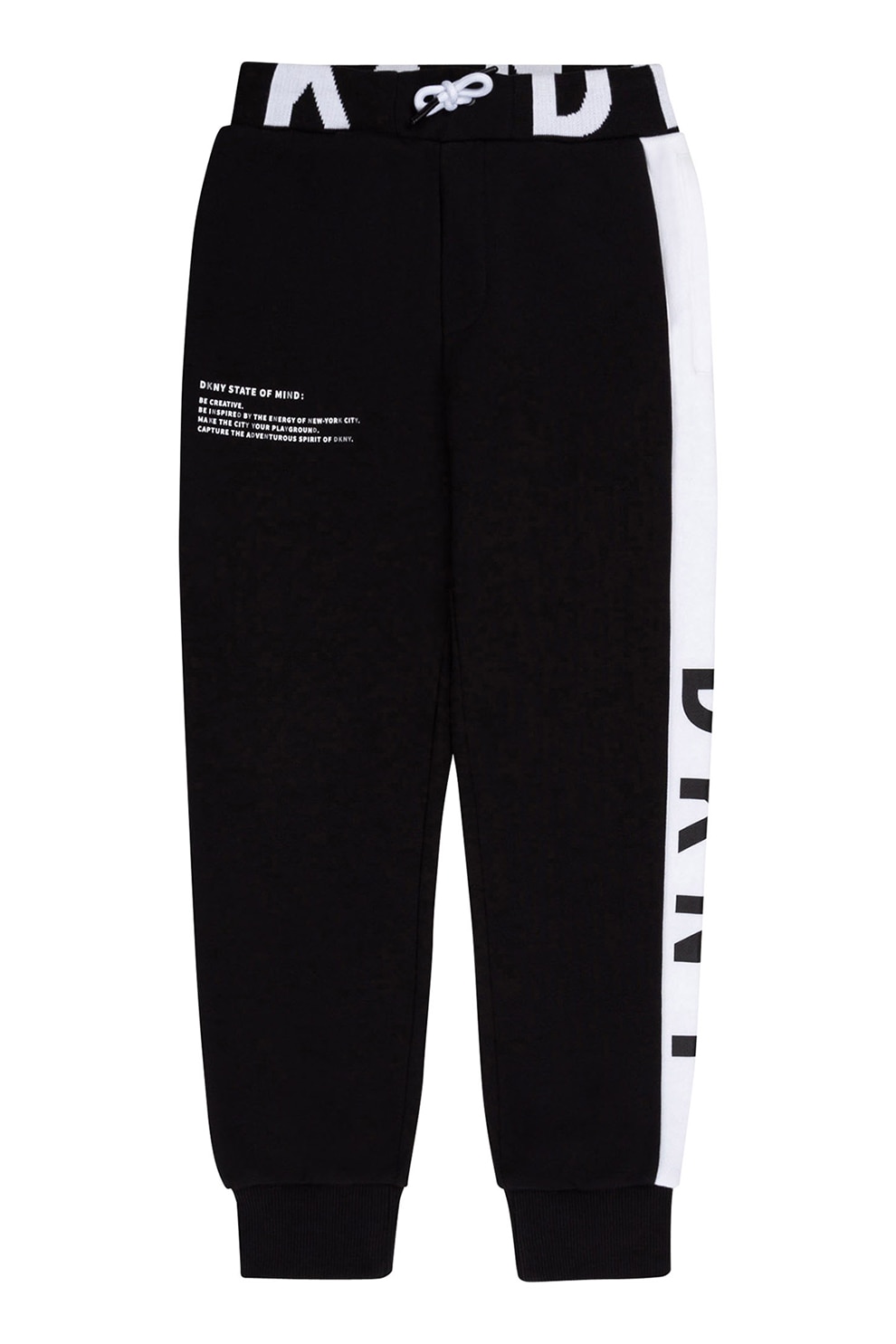 DKNY, Pantaloni jogger cu logo, Negru/Alb