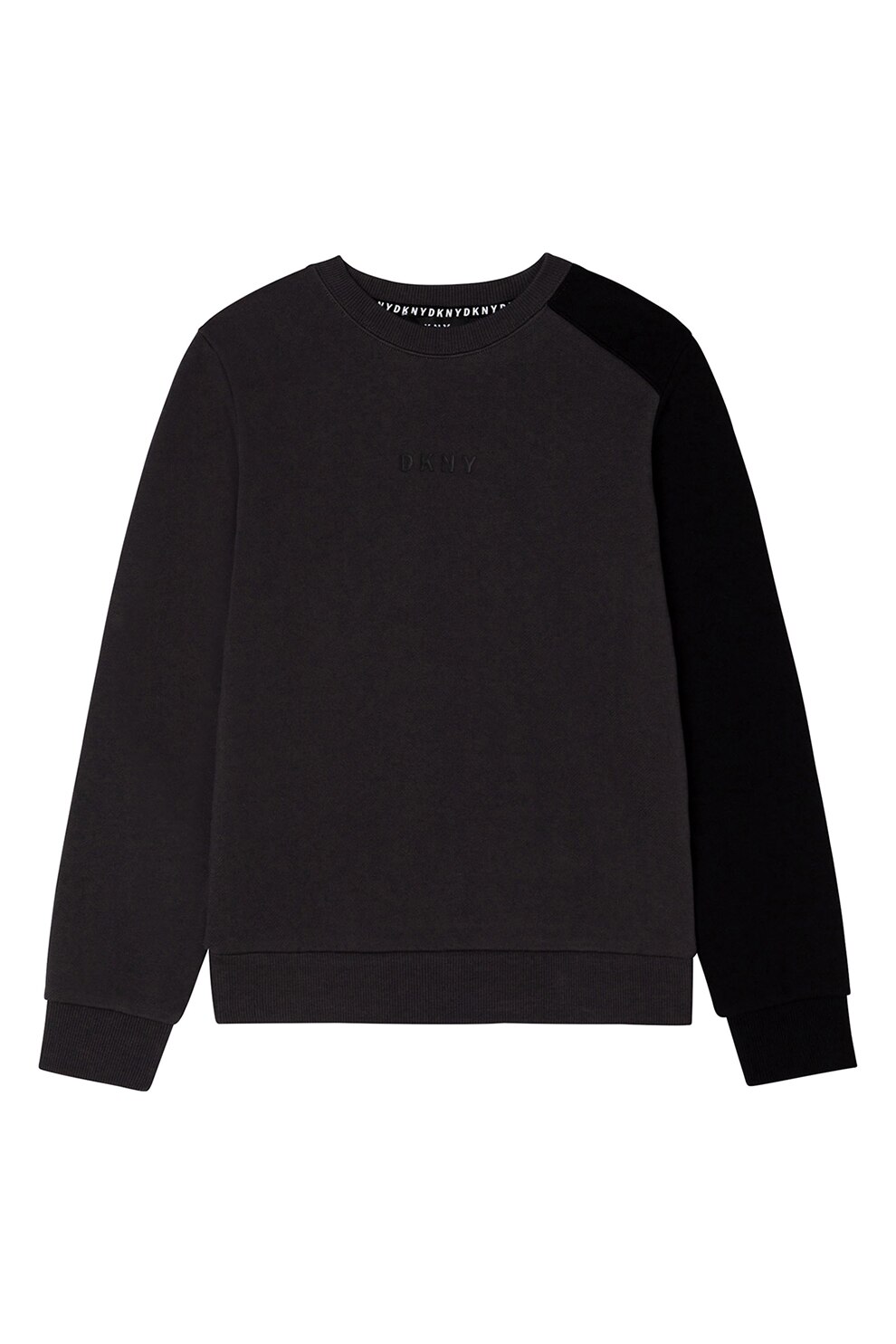 DKNY, Bluza sport cu imprimeu pe spate, Gri antracit/Negru/Galben